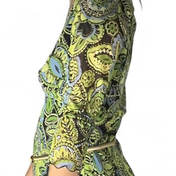 Sigrid olsen size 2 green mesh paisley dress - Picture 4 of 7